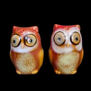 Vintage Owl Salt Pepper Shakers Ceramic Japan Big Eyes 3 Inch Set